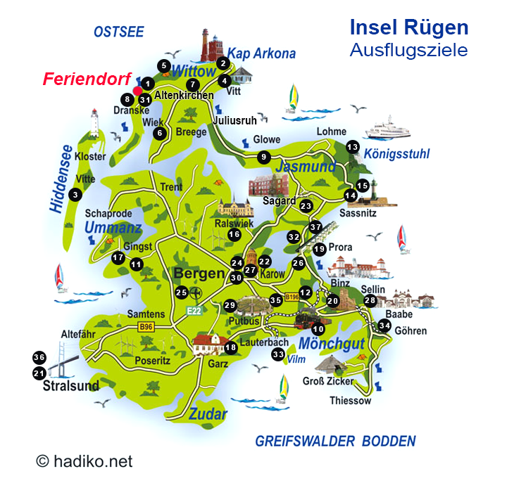 Rügenkarte mit Ausflugszielen
