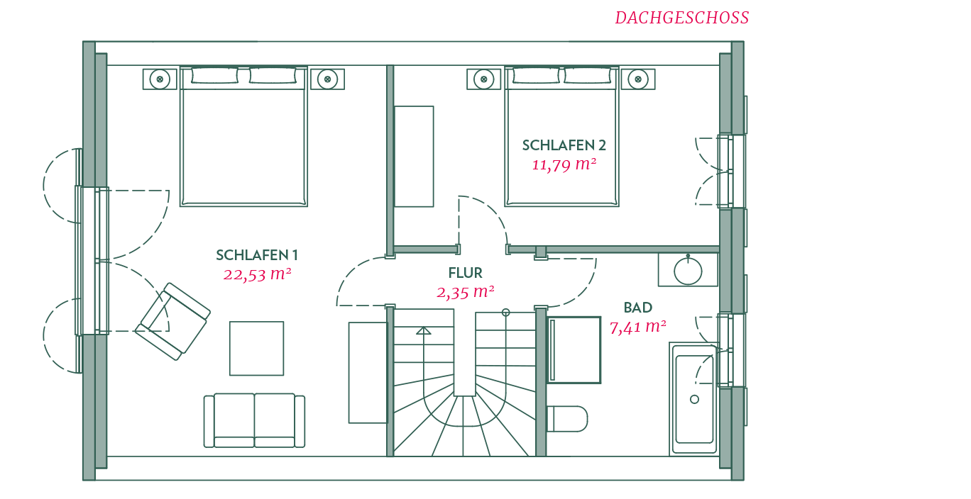 Reetdachhaus Typ A (2 Schlafzimmer)