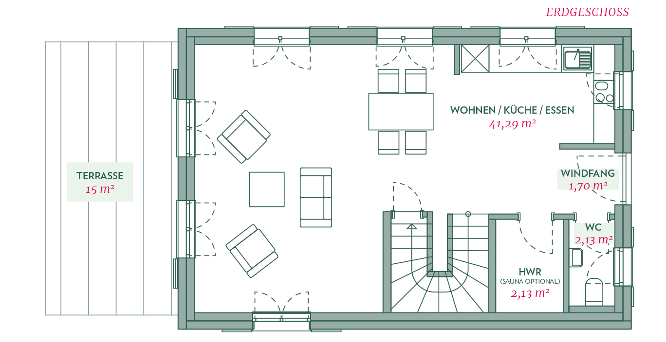 Reetdachhaus Typ A (2 Schlafzimmer)