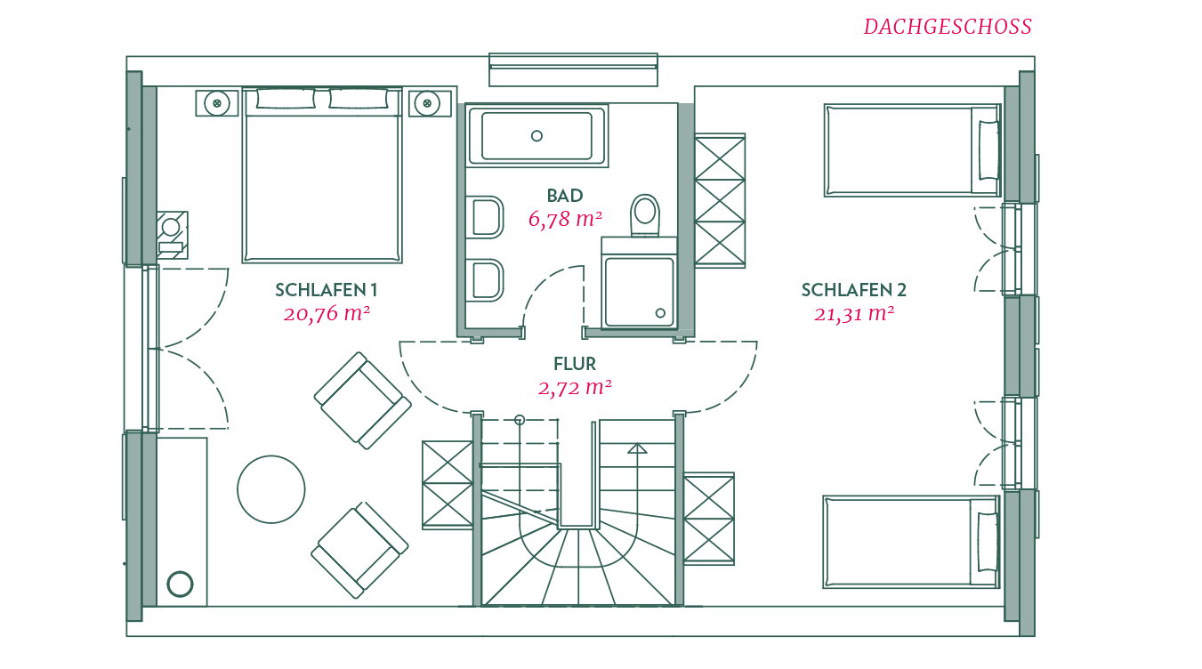 Reetdachhaus Typ B (2 Schlafzimmer)