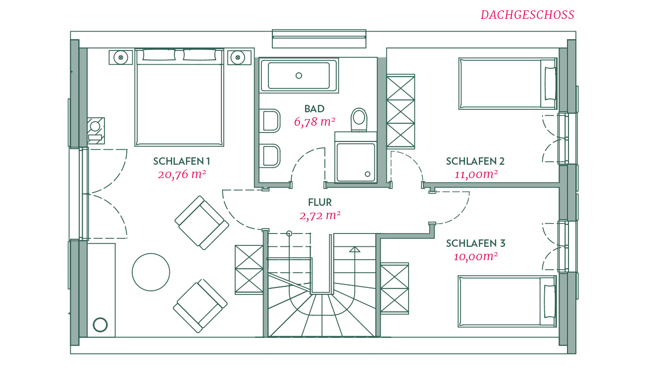 Reetdachhaus Typ B (3 Schlafzimmer)