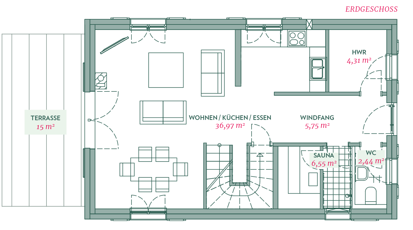 Reetdachhaus Typ B (3 Schlafzimmer)
